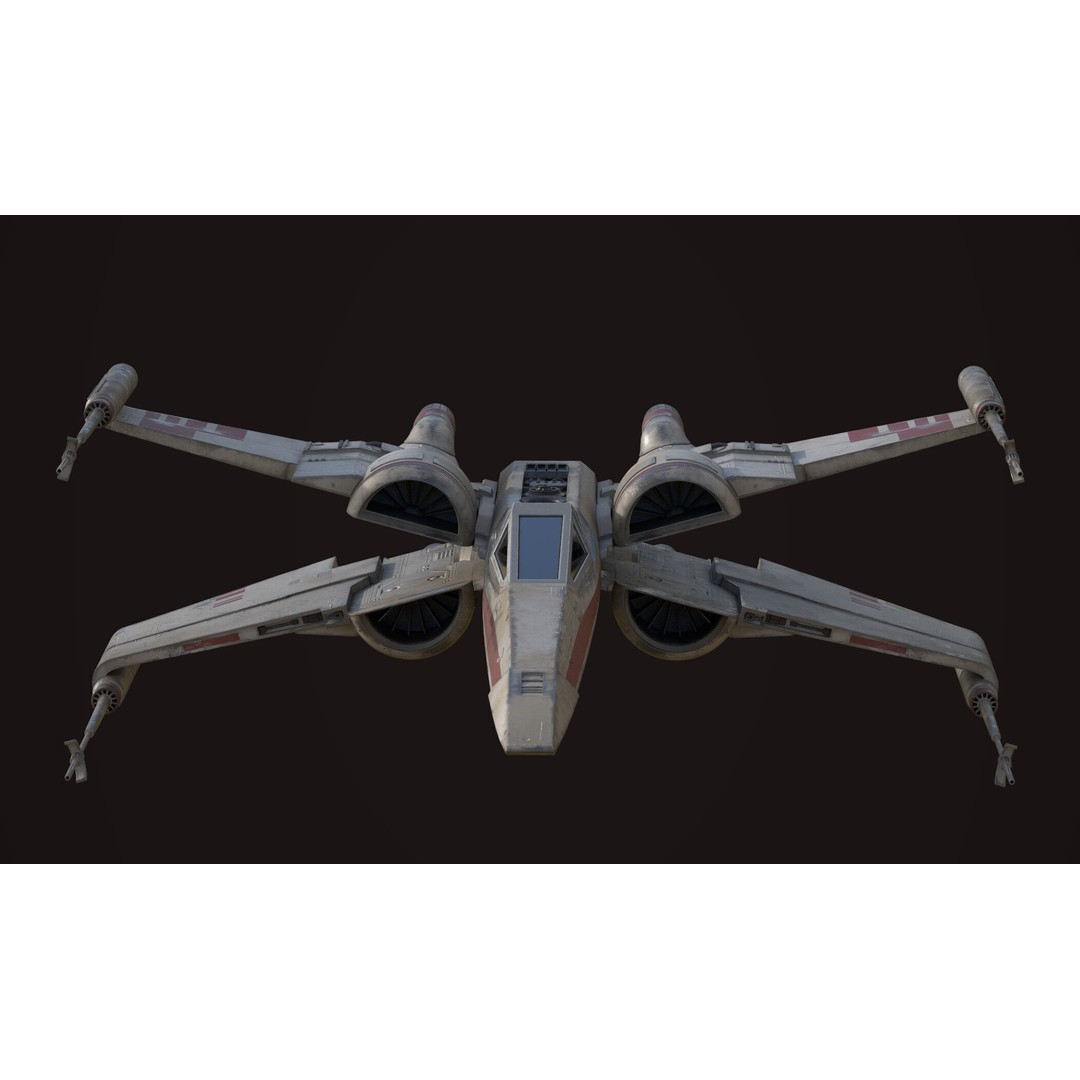 X Wing 3D Model – Low Poly Game Asset, FBX, PBR Textures - View 11