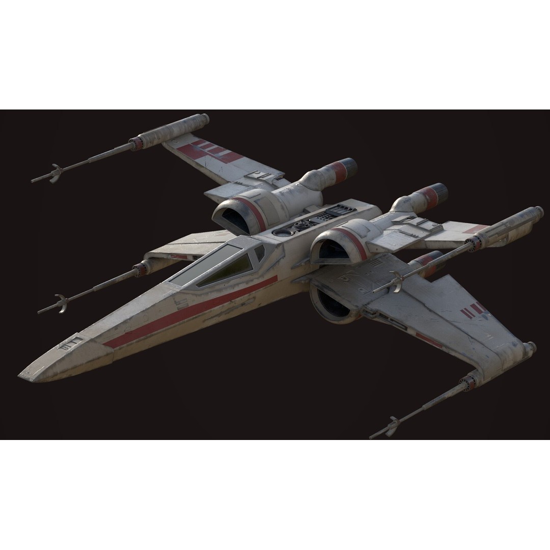 X Wing 3D Model – Low Poly Game Asset, FBX, PBR Textures - View 12