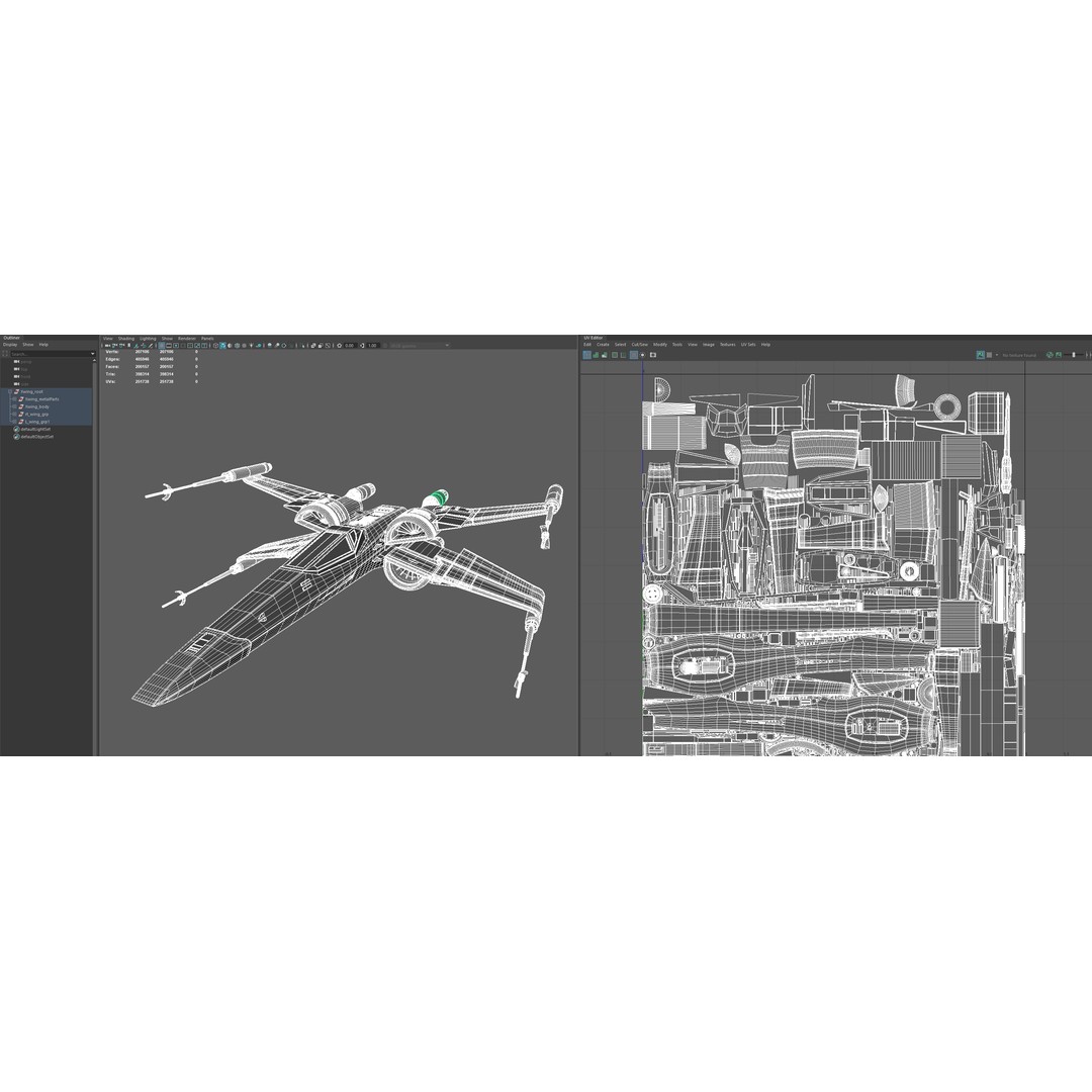 X Wing 3D Model – Low Poly Game Asset, FBX, PBR Textures - View 13