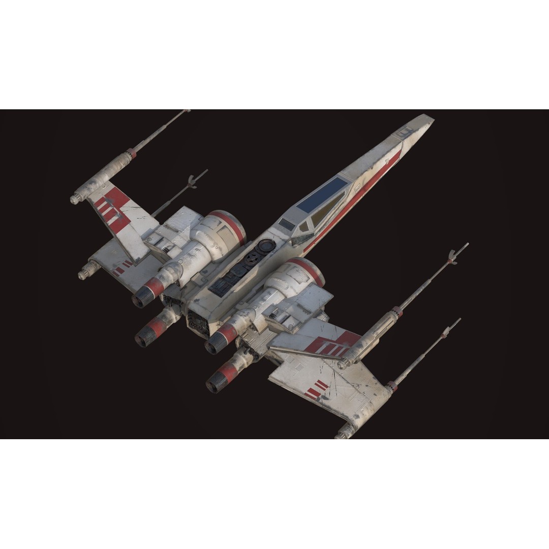 X Wing 3D Model – Low Poly Game Asset, FBX, PBR Textures - View 3