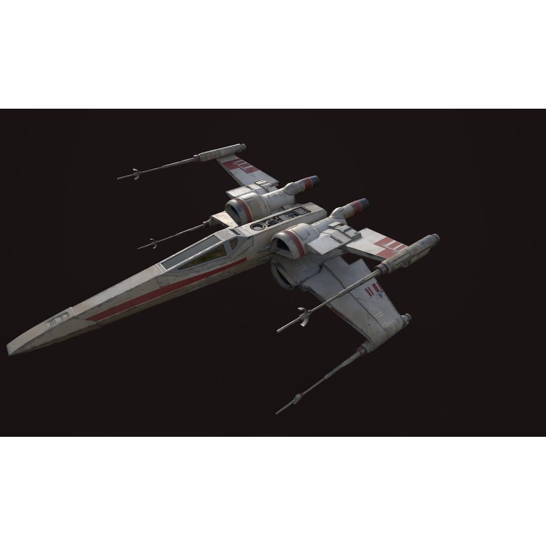 X Wing 3D Model – Low Poly Game Asset, FBX, PBR Textures - View 4