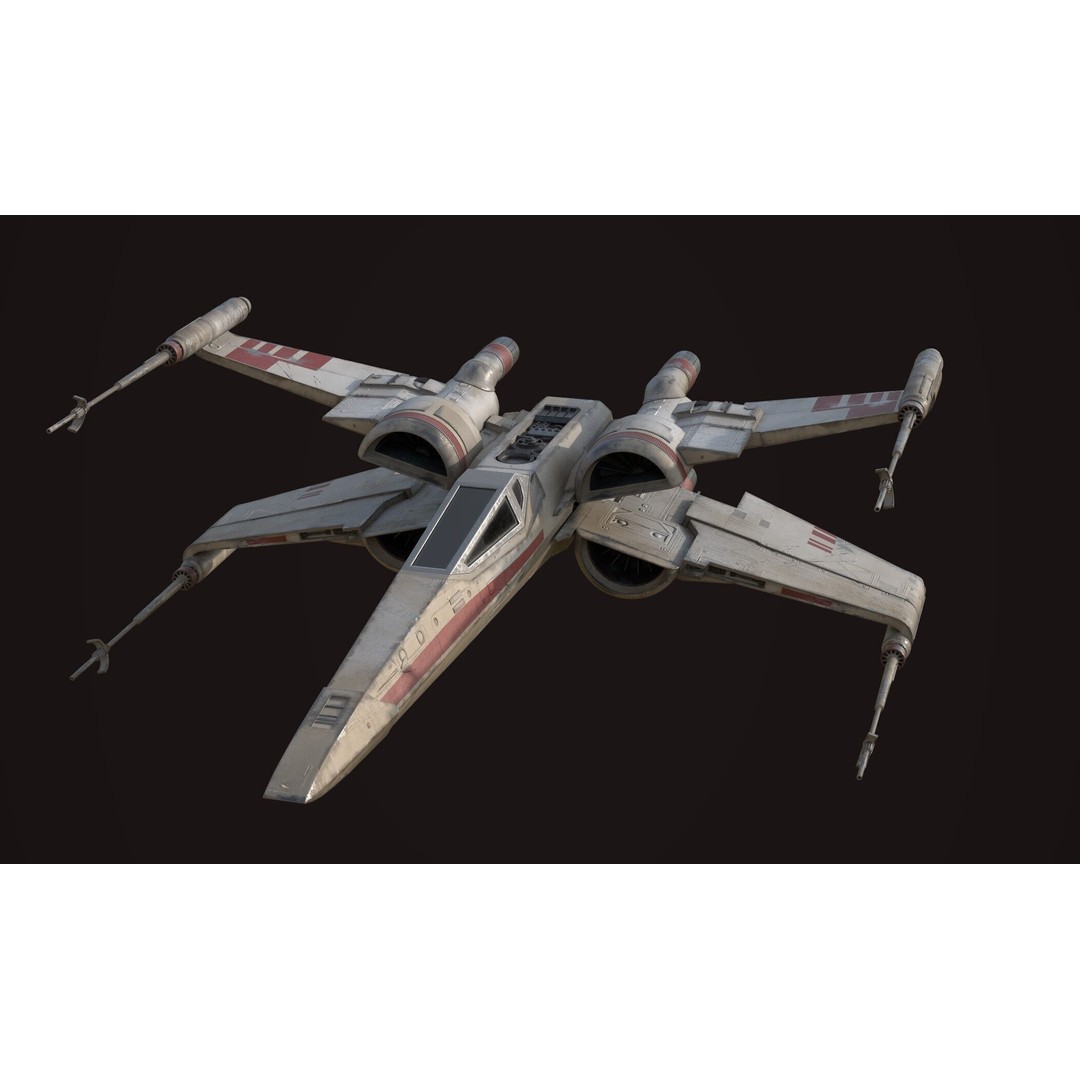 X Wing 3D Model – Low Poly Game Asset, FBX, PBR Textures - View 5