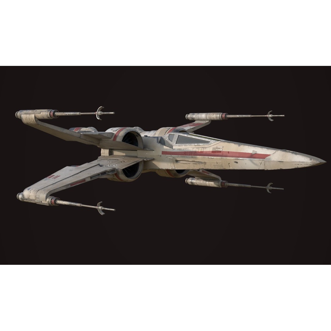 X Wing 3D Model – Low Poly Game Asset, FBX, PBR Textures - View 6