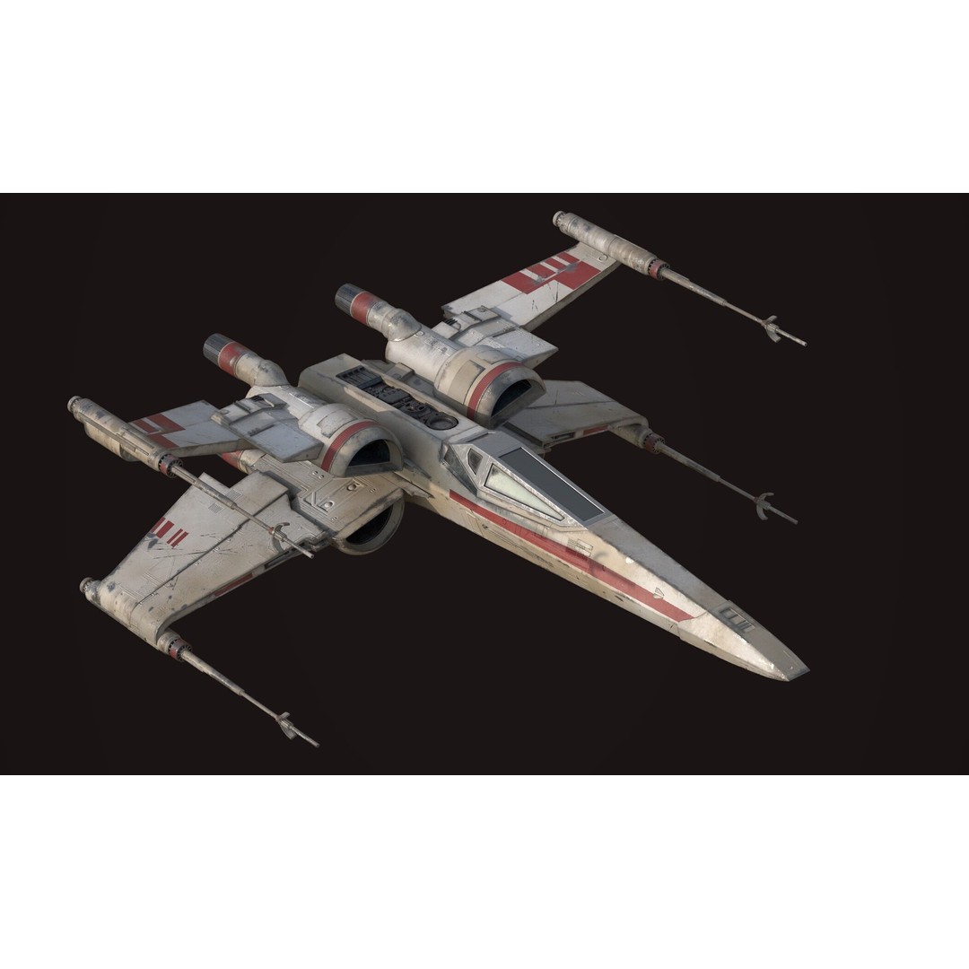 X Wing 3D Model – Low Poly Game Asset, FBX, PBR Textures - View 7