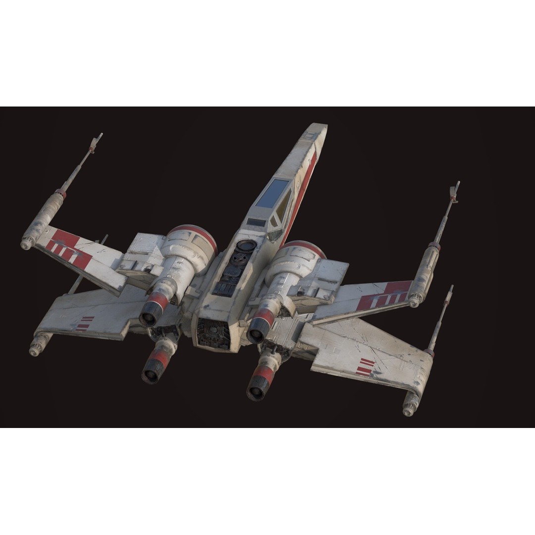 X Wing 3D Model – Low Poly Game Asset, FBX, PBR Textures - View 8