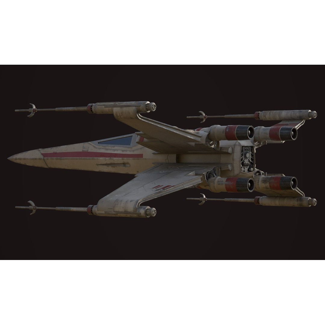 X Wing 3D Model – Low Poly Game Asset, FBX, PBR Textures - View 9