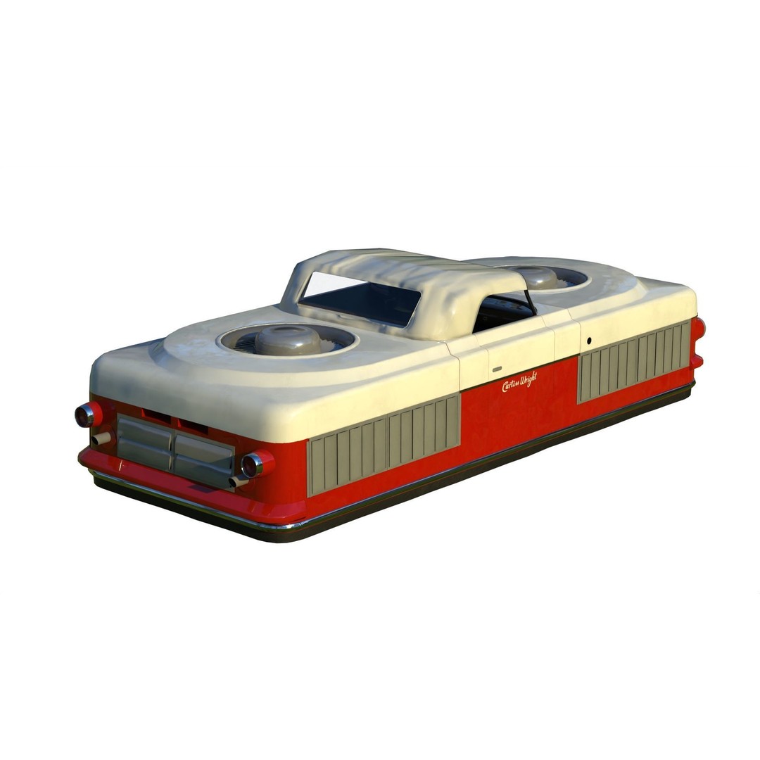Curtiss-Wright Model 2500 Air Car 3D Model – Retro Futuristic Vehicle, FBX - View 14