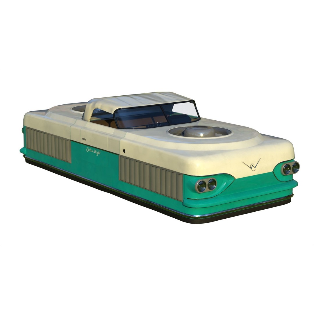 Curtiss-Wright Model 2500 Air Car 3D Model – Retro Futuristic Vehicle, FBX - View 17
