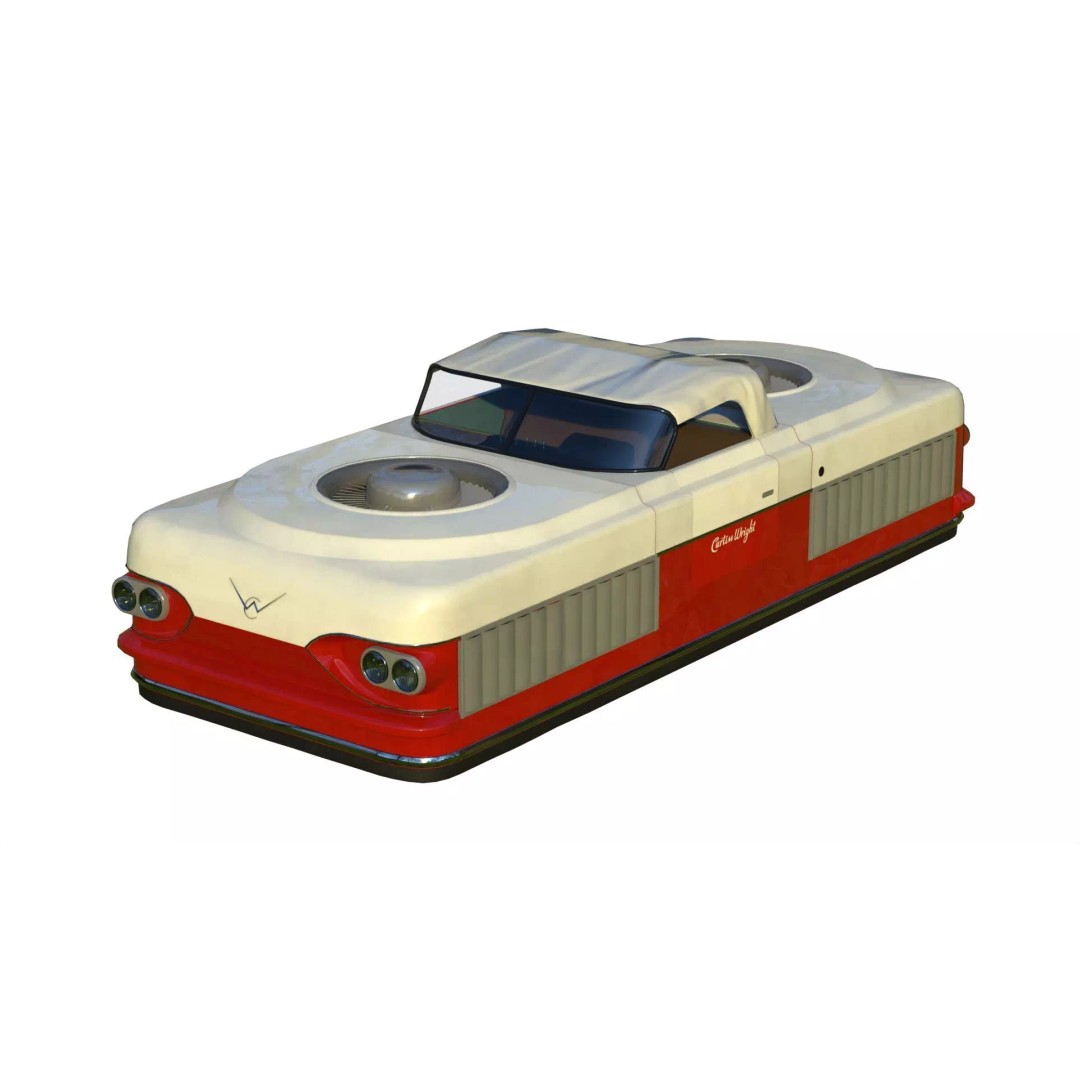 Curtiss-Wright Model 2500 Air Car 3D Model – Retro Futuristic Vehicle, FBX - View 2