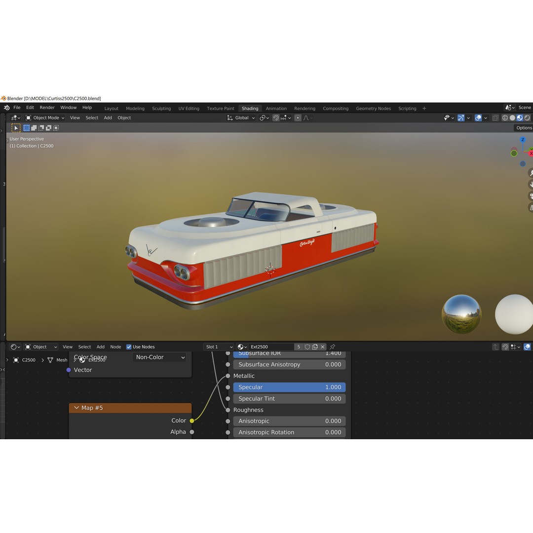 Curtiss-Wright Model 2500 Air Car 3D Model – Retro Futuristic Vehicle, FBX - View 20