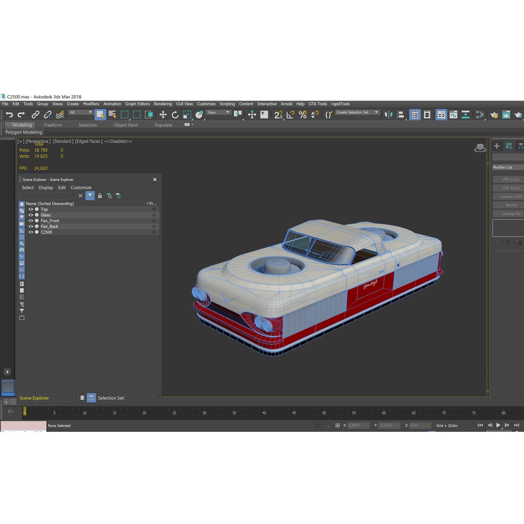 Curtiss-Wright Model 2500 Air Car 3D Model – Retro Futuristic Vehicle, FBX - View 21