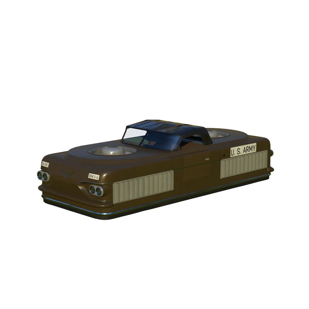 Curtiss-Wright Model 2500 Air Car 3D Model – Retro Futuristic Vehicle, FBX - View 3