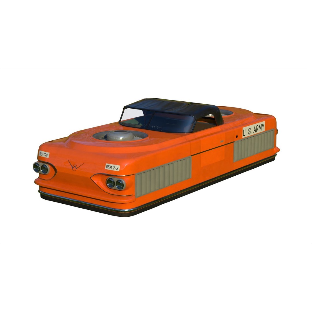 Curtiss-Wright Model 2500 Air Car 3D Model – Retro Futuristic Vehicle, FBX - View 4