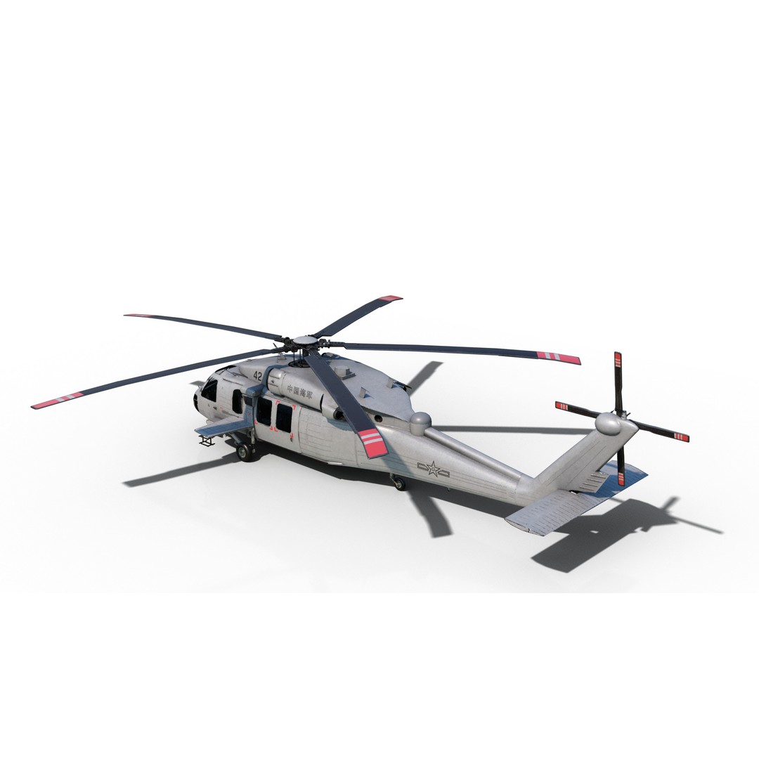 Chinese Z-20 Helicopter 3D Model – Low Poly PBR Game Asset, FBX, OBJ - View 10
