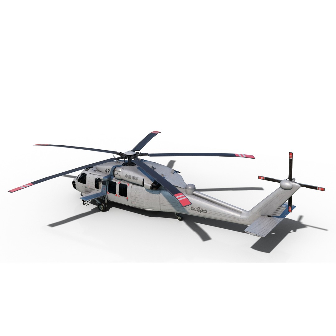 Chinese Z-20 Helicopter 3D Model – Low Poly PBR Game Asset, FBX, OBJ - View 11