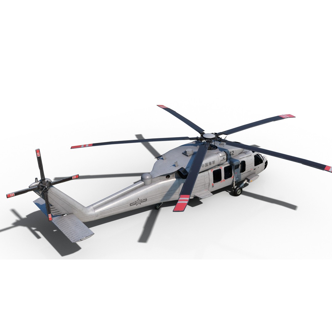 Chinese Z-20 Helicopter 3D Model – Low Poly PBR Game Asset, FBX, OBJ - View 12