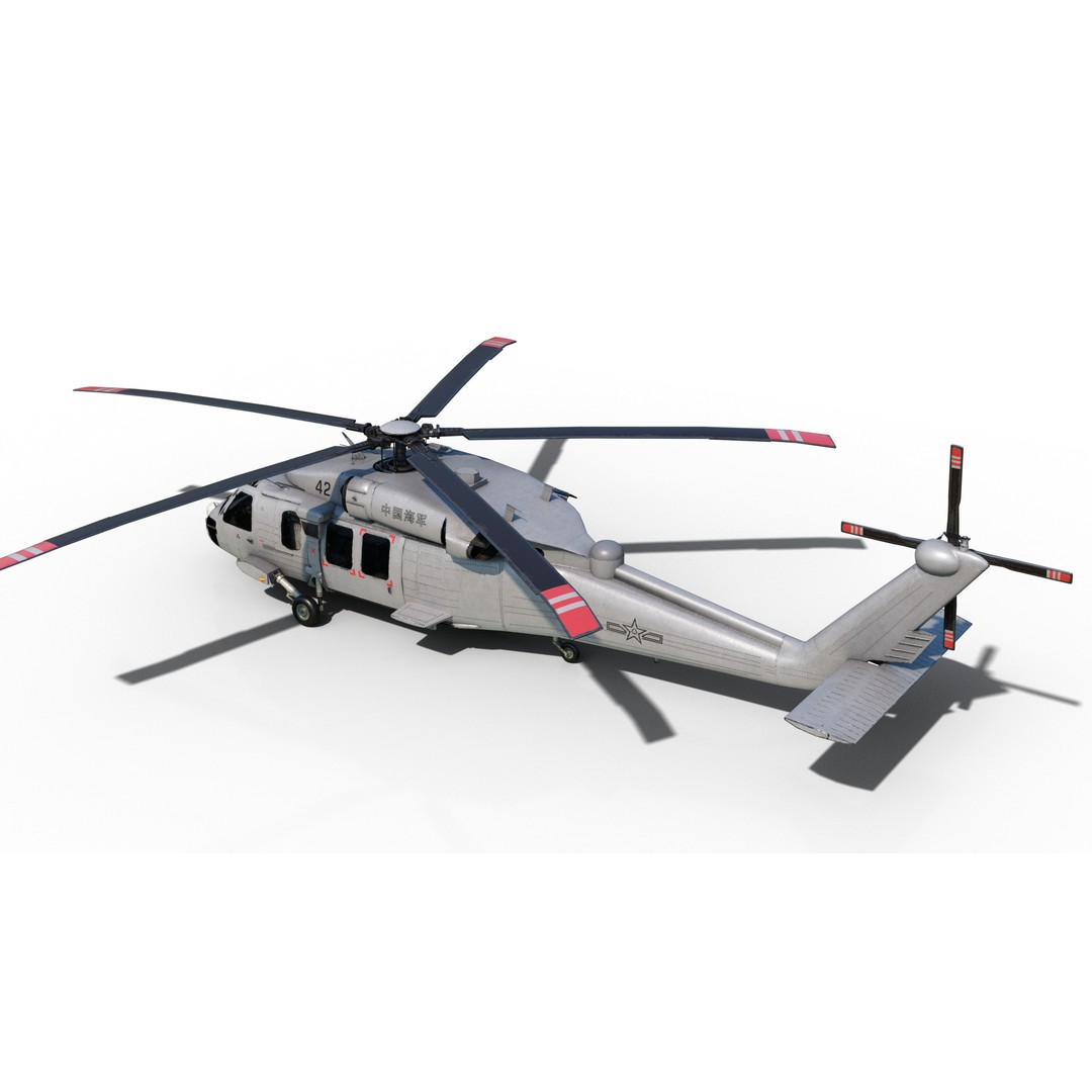 Chinese Z-20 Helicopter 3D Model – Low Poly PBR Game Asset, FBX, OBJ - View 17