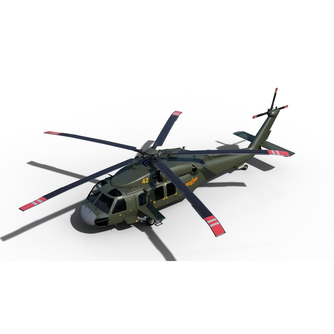 Chinese Z-20 Helicopter 3D Model – Low Poly PBR Game Asset, FBX, OBJ - View 19