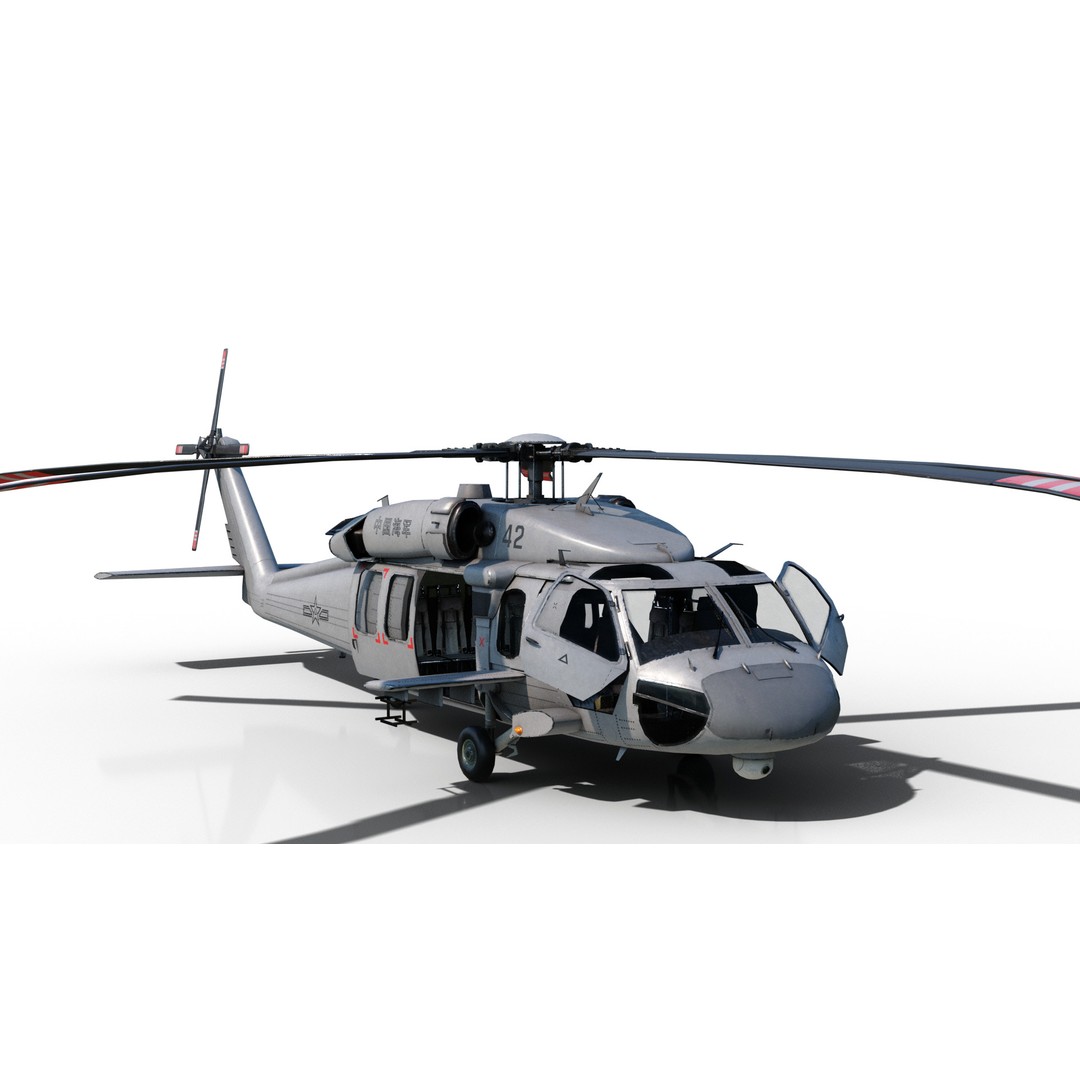 Chinese Z-20 Helicopter 3D Model – Low Poly PBR Game Asset, FBX, OBJ - View 24