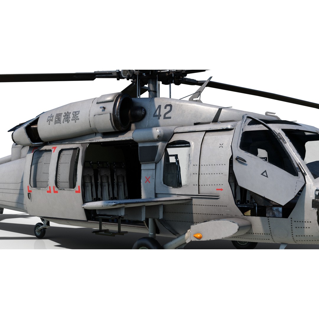 Chinese Z-20 Helicopter 3D Model – Low Poly PBR Game Asset, FBX, OBJ - View 25