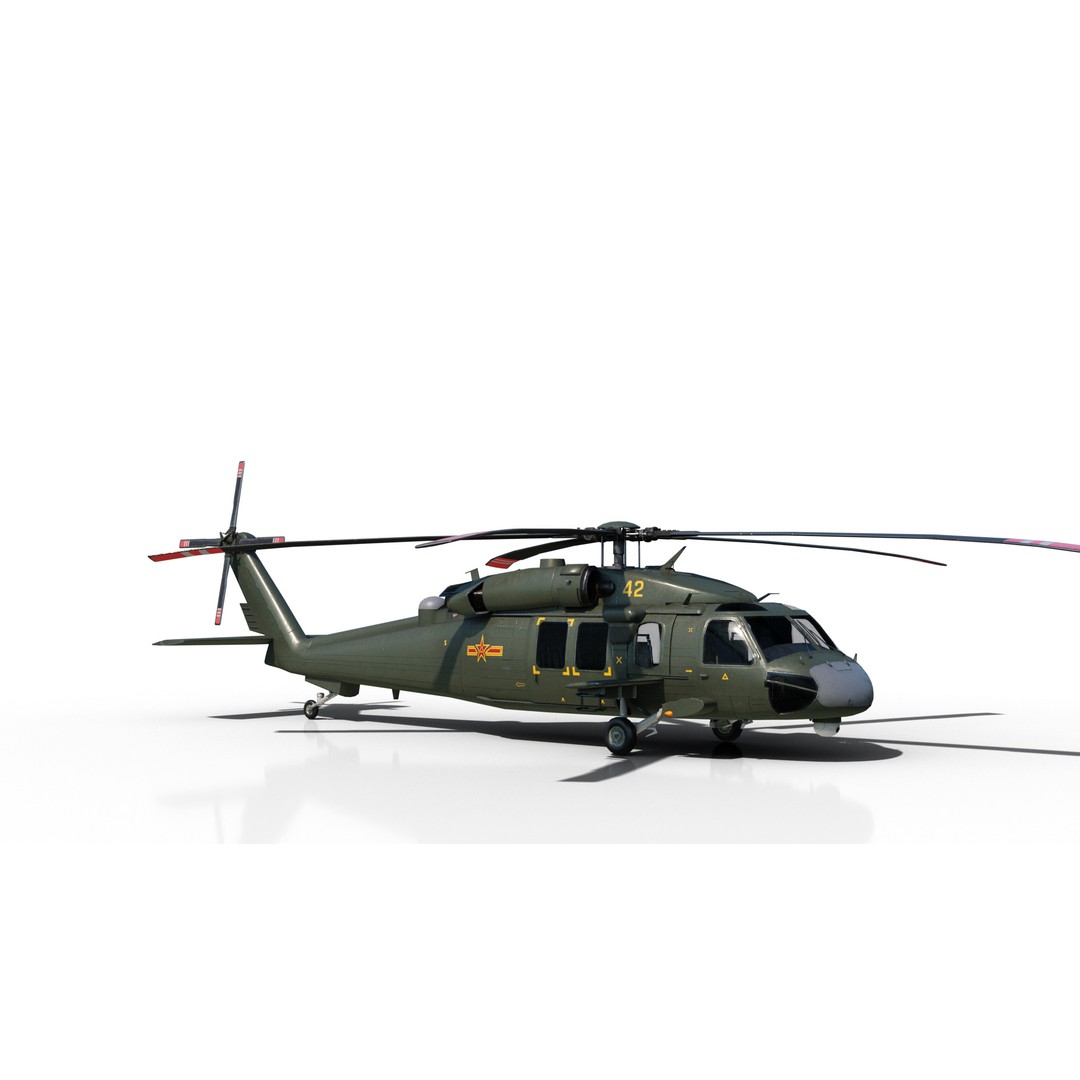 Chinese Z-20 Helicopter 3D Model – Low Poly PBR Game Asset, FBX, OBJ - View 4