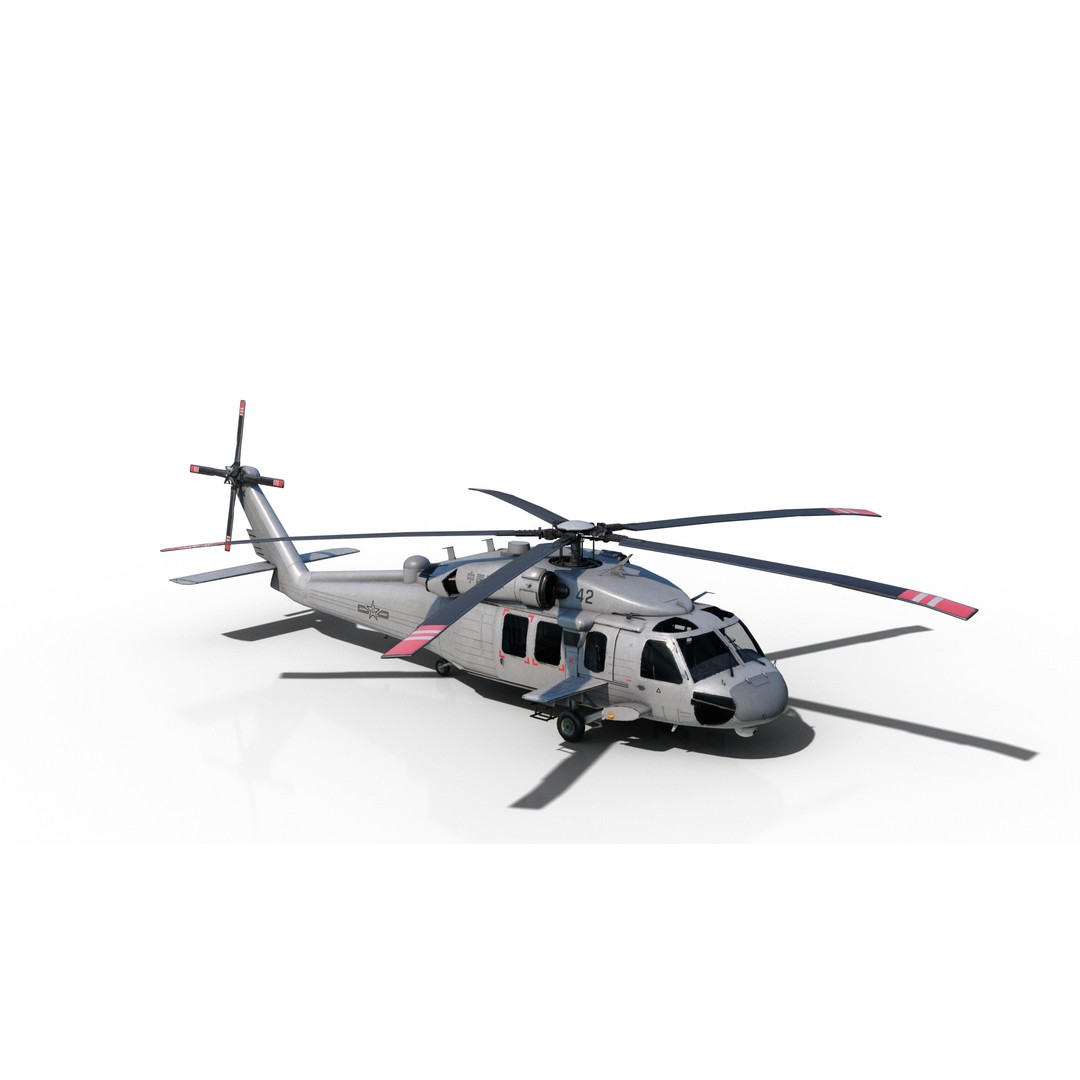 Chinese Z-20 Helicopter 3D Model – Low Poly PBR Game Asset, FBX, OBJ - View 5