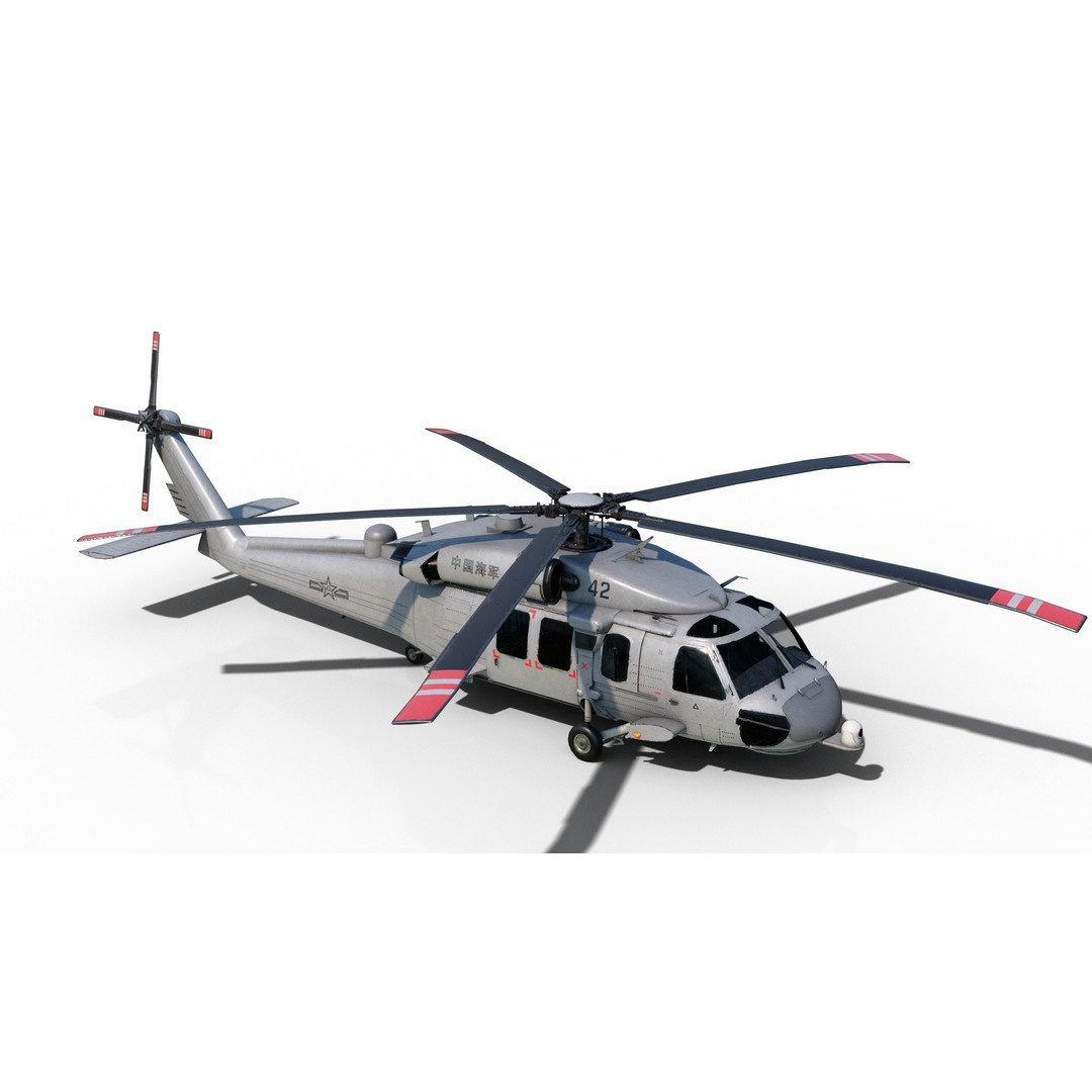 Chinese Z-20 Helicopter 3D Model – Low Poly PBR Game Asset, FBX, OBJ - View 7