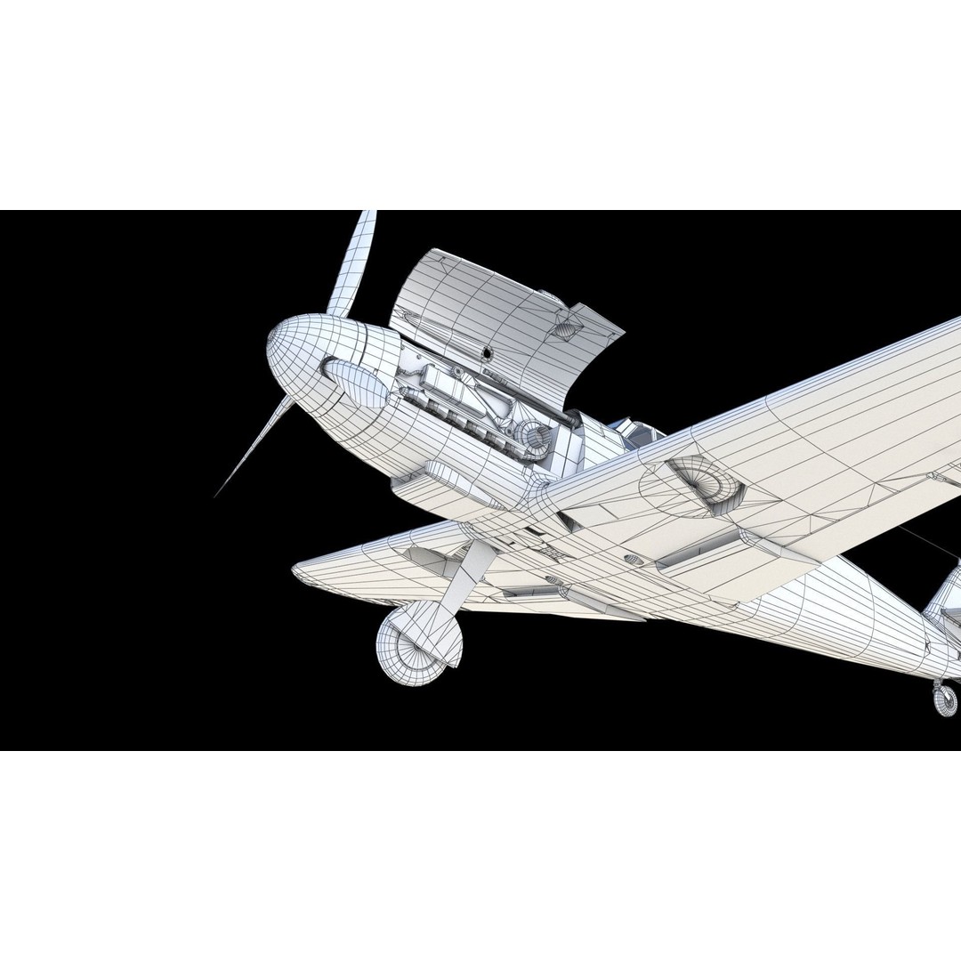 Messerschmitt Bf 109 F-2 3D Model – PBR Game-Ready Aircraft, FBX