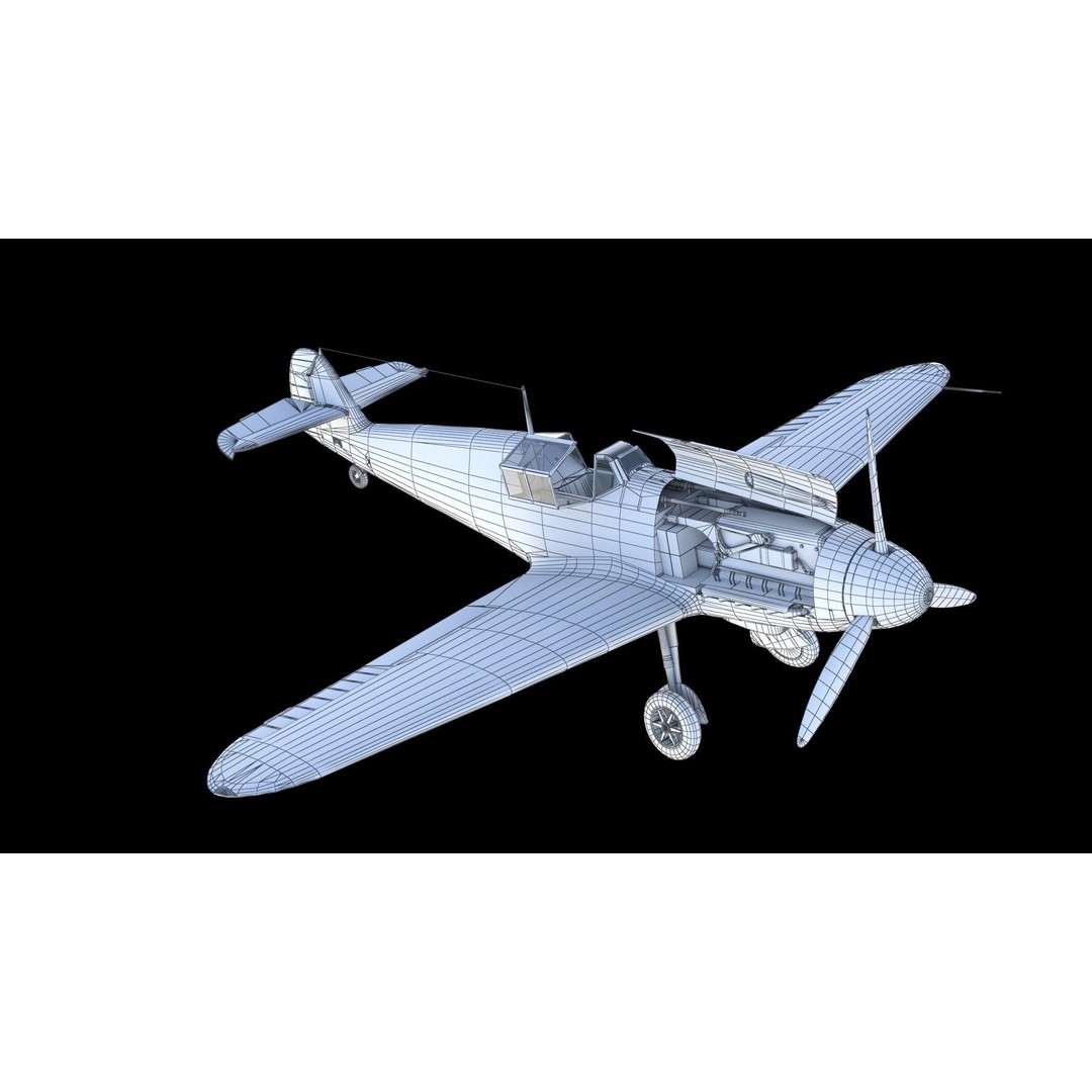 Messerschmitt Bf 109 F-2 3D Model – PBR Game-Ready Aircraft, FBX - View 23