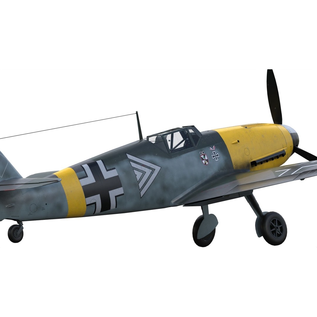 Messerschmitt Bf 109 F-2 3D Model – PBR Game-Ready Aircraft, FBX - View 3