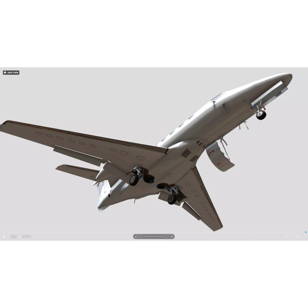 Embraer Phenom 300 3D Model – Low Poly Animated Jet, FBX, OBJ - View 4