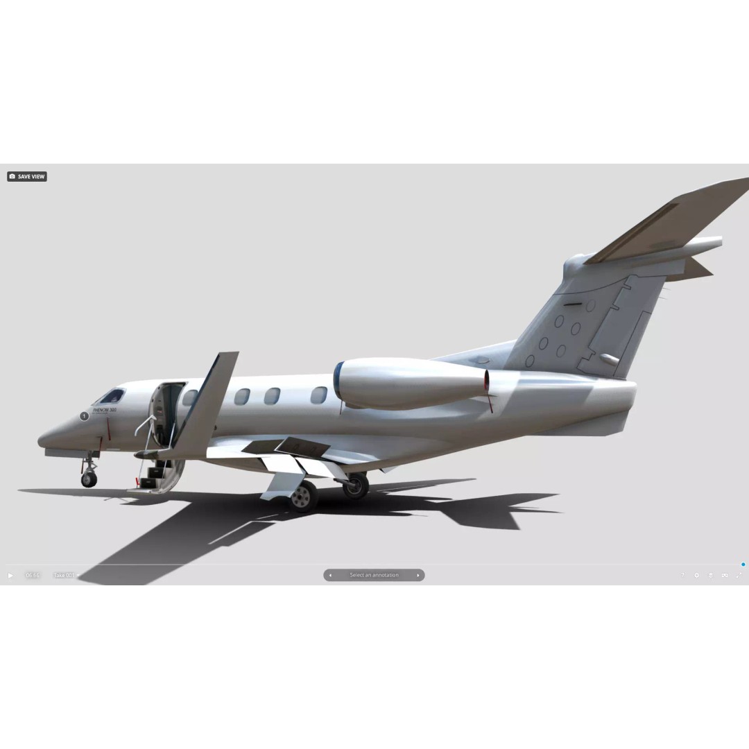 Embraer Phenom 300 3D Model – Low Poly Animated Jet, FBX, OBJ - View 7