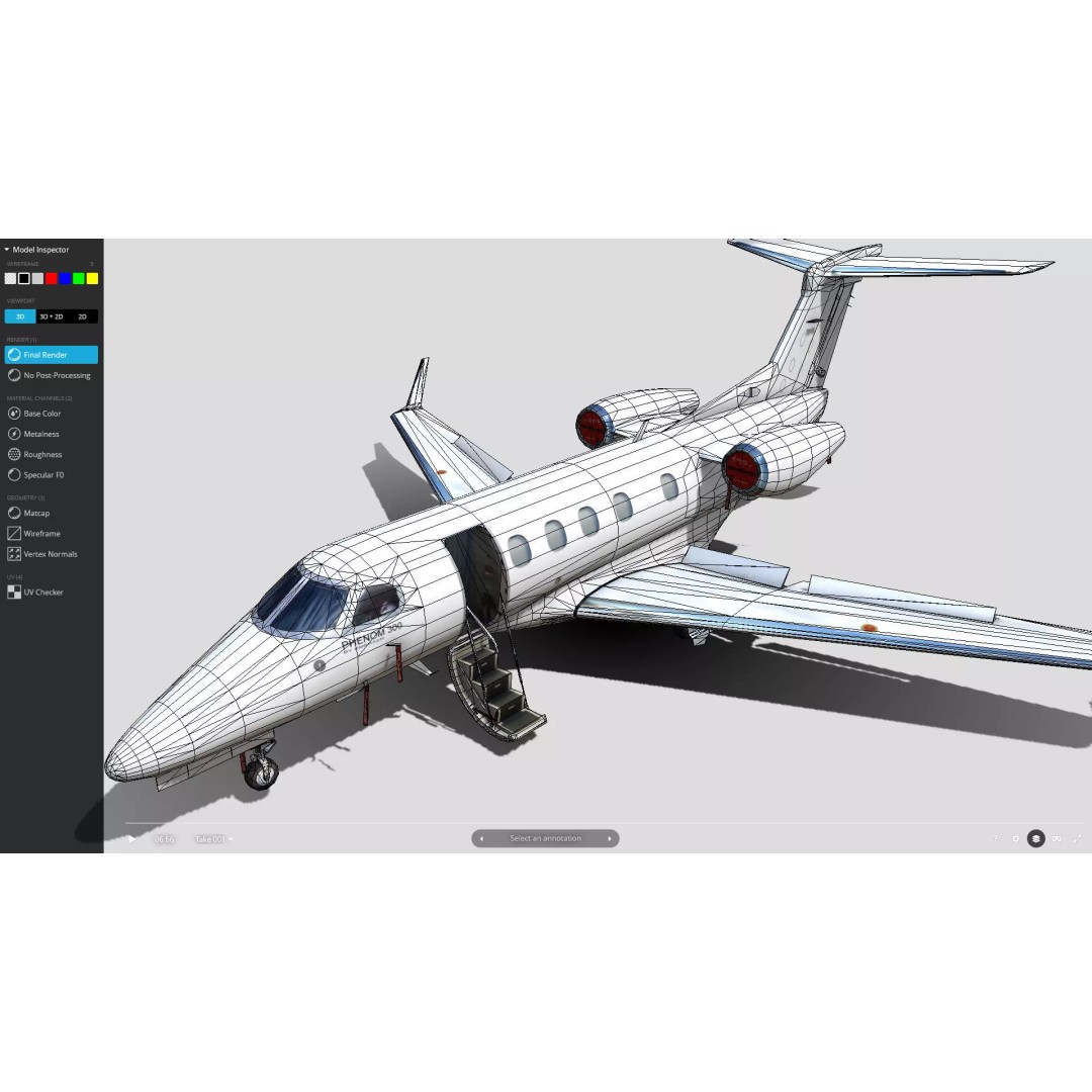 Embraer Phenom 300 3D Model – Low Poly Animated Jet, FBX, OBJ - View 8