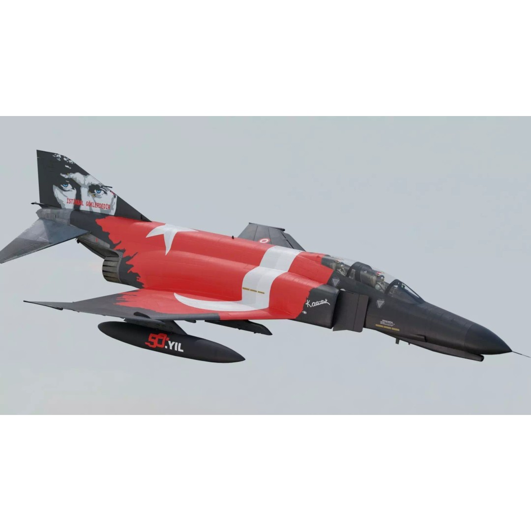 F4 Phantom 2 3D Model – Fully Rigged Low-Poly Game Asset, Blender - View 8