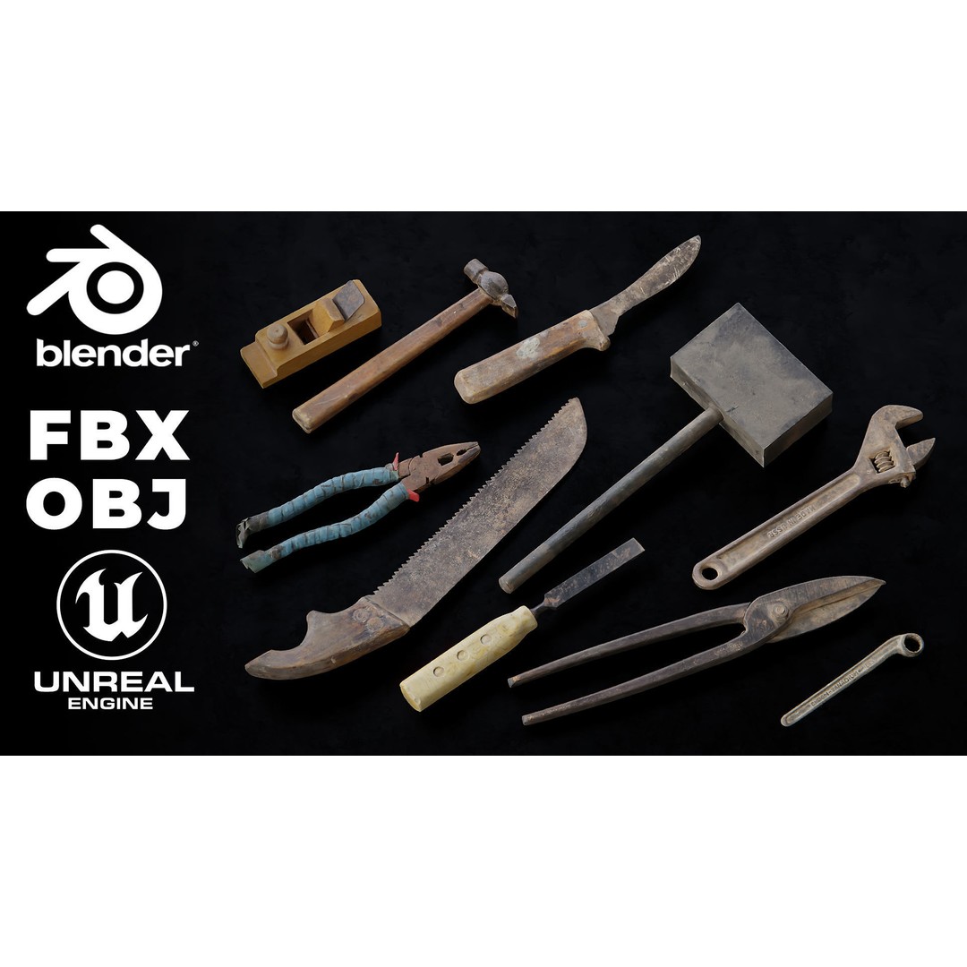 USCANS Tools Set 2 3D Model – Low Poly Scanned Tools, FBX, OBJ - View 3