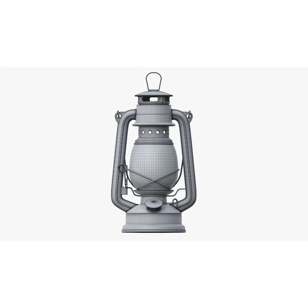 Old Kerosene Lamp 3D Model – Vintage Metal Lantern with PBR Textures - View 11