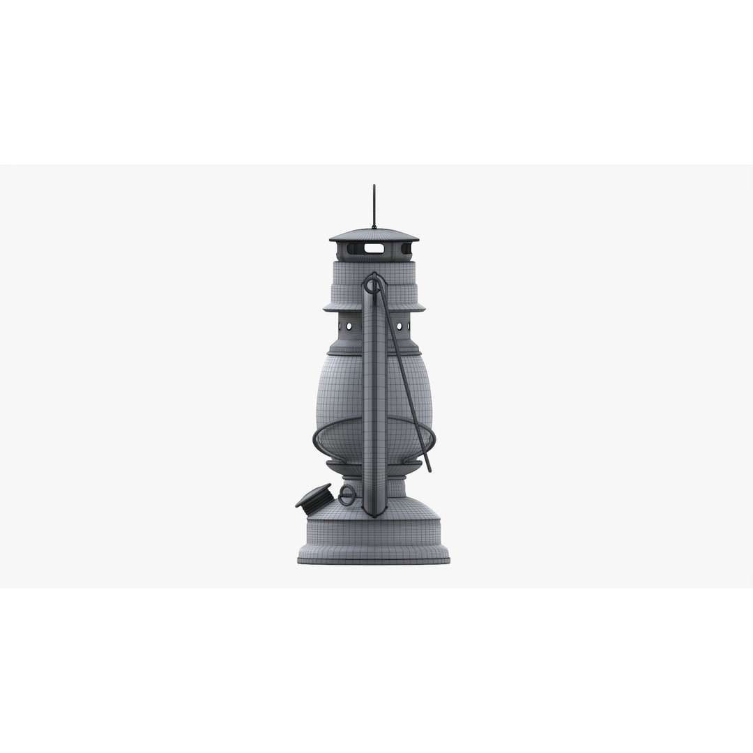 Old Kerosene Lamp 3D Model – Vintage Metal Lantern with PBR Textures - View 12