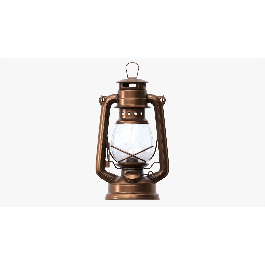 Old Kerosene Lamp 3D Model – Vintage Metal Lantern with PBR Textures - View 5