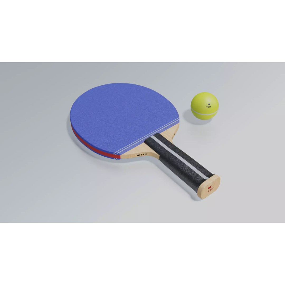 Ping Pong Paddle Set 3D Model – Low Poly Game Asset, FBX - View 2