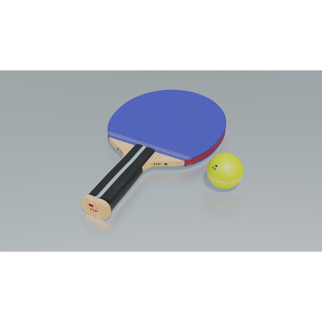Ping Pong Paddle Set 3D Model – Low Poly Game Asset, FBX - View 3