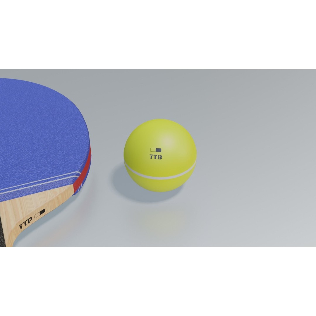 Ping Pong Paddle Set 3D Model – Low Poly Game Asset, FBX - View 4