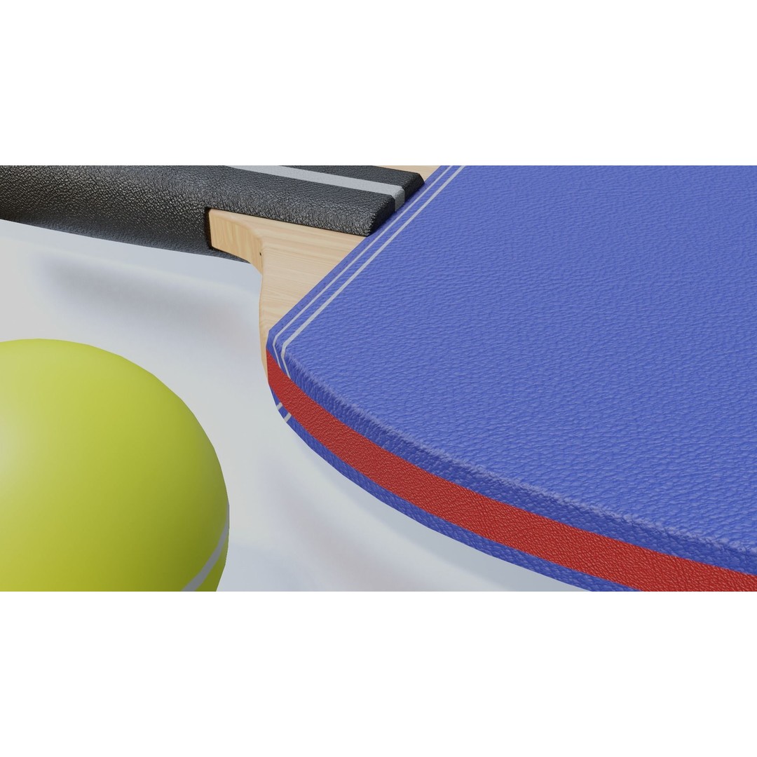 Ping Pong Paddle Set 3D Model – Low Poly Game Asset, FBX - View 7