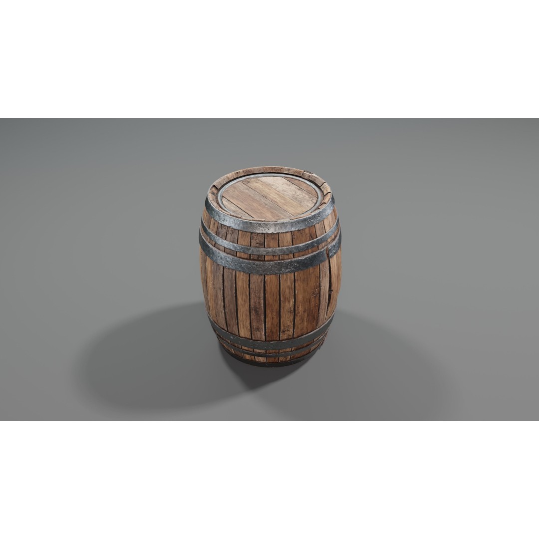 Wooden Barrel 3D Model – Low Poly Game Asset, PBR Textures, FBX - View 15