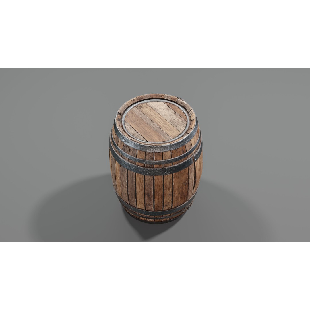Wooden Barrel 3D Model – Low Poly Game Asset, PBR Textures, FBX - View 18