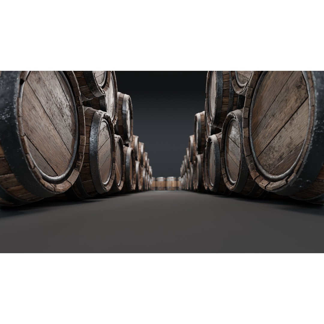 Wooden Barrel 3D Model – Low Poly Game Asset, PBR Textures, FBX - View 6