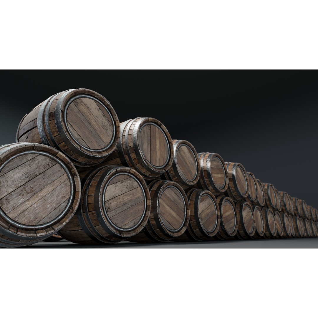 Wooden Barrel 3D Model – Low Poly Game Asset, PBR Textures, FBX - View 7