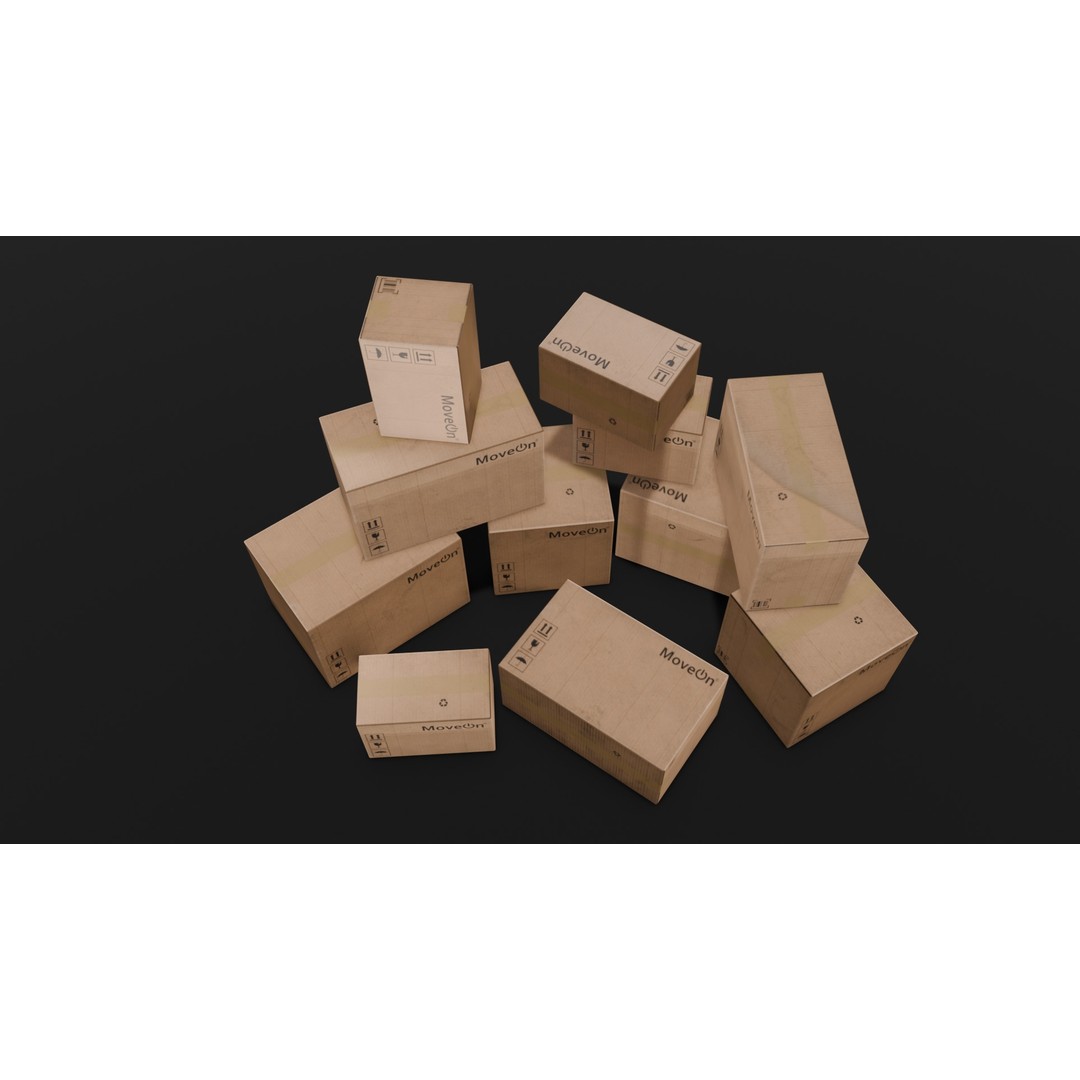 Box Pack 3D Model – Low Poly Digital Asset, FBX, Game Ready - View 3