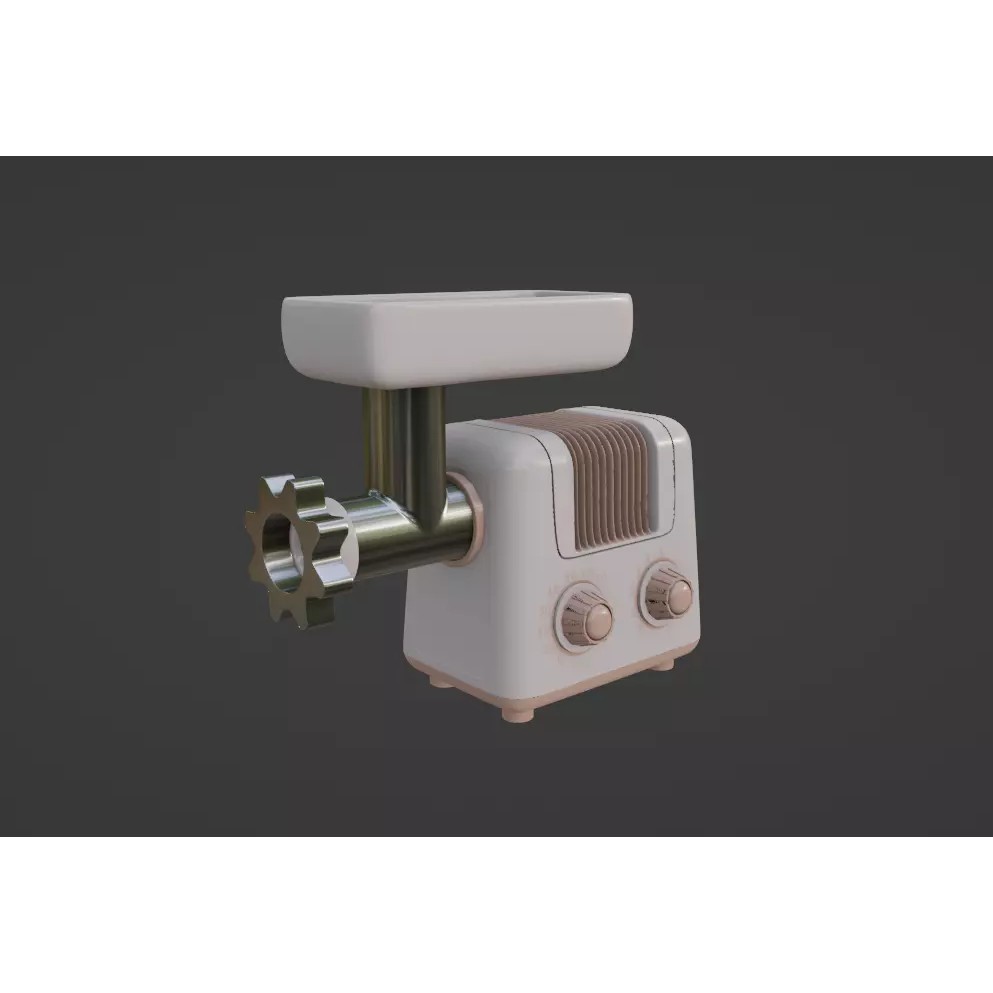 Meat Grinder 3D Model – Low Poly Kitchenware with PBR Textures - View 2