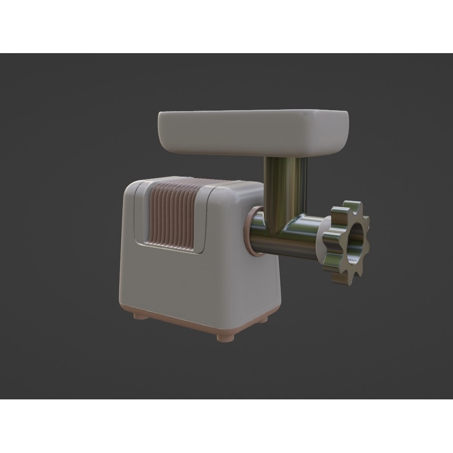 Meat Grinder 3D Model – Low Poly Kitchenware with PBR Textures - View 3