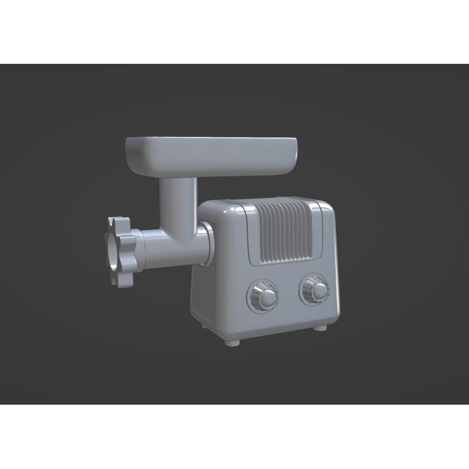 Meat Grinder 3D Model – Low Poly Kitchenware with PBR Textures - View 7